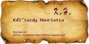 Kálazdy Henrietta névjegykártya